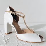 Aukštakulnės vestuvinės basutės - 9cm pakulne, Retro