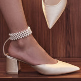 Vestuvinių batelių čiurnos papuošalas su perlais