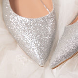 Lygiapadžiai vestuviniai bateliai smailia nosele, Flats