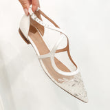 Lygiapadžiai vestuviniai bateliai siuvinėti karoliukais, Fairy Flats