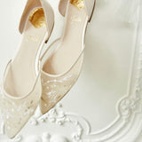 Lygiapadžiai vestuviniai siuvinėti karoliukais, Alina flats