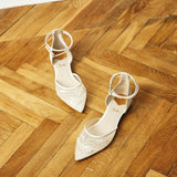 Lygiapadžiai vestuviniai siuvinėti karoliukais, Alina flats