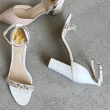 Aukštakulnės vestuvinės basutės su kristalais - 9cm pakulne, Elegance B9