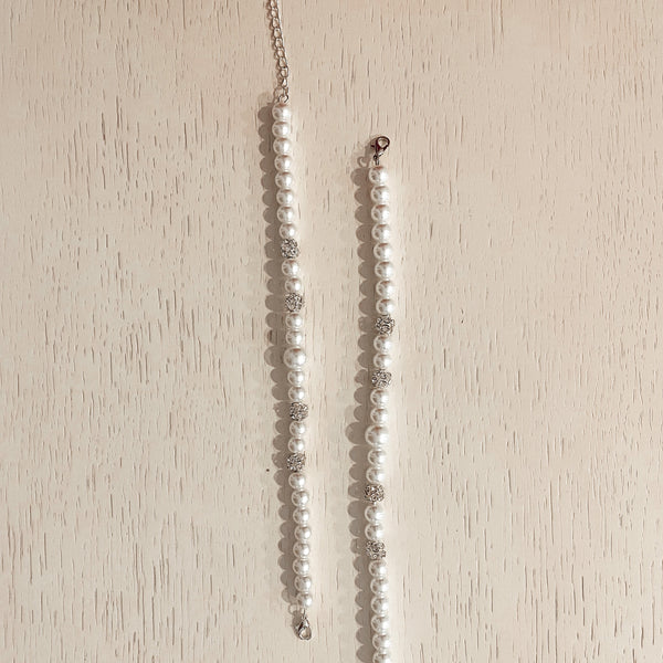 Vestuvinių batelių čiurnos papuošalas iš perliukų juostelės