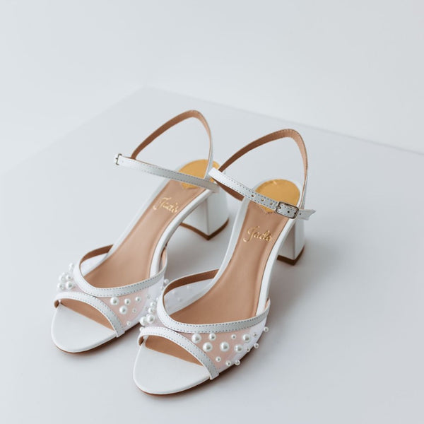 Aukštakulnės vestuvinės basutės - 5cm pakulne, Ellie5 pearls